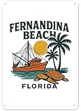 Fernandina Beach Florida Vintage Design Souvenir 7x10-Inch Wall Decor Metal Sign