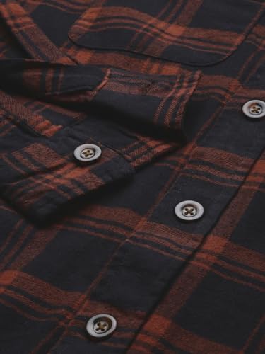 Image of The Indian Garage Co Men Regular Fit Checkered Full Sleeves Spread Collar Double Flap Pocket Casual Over Shirt