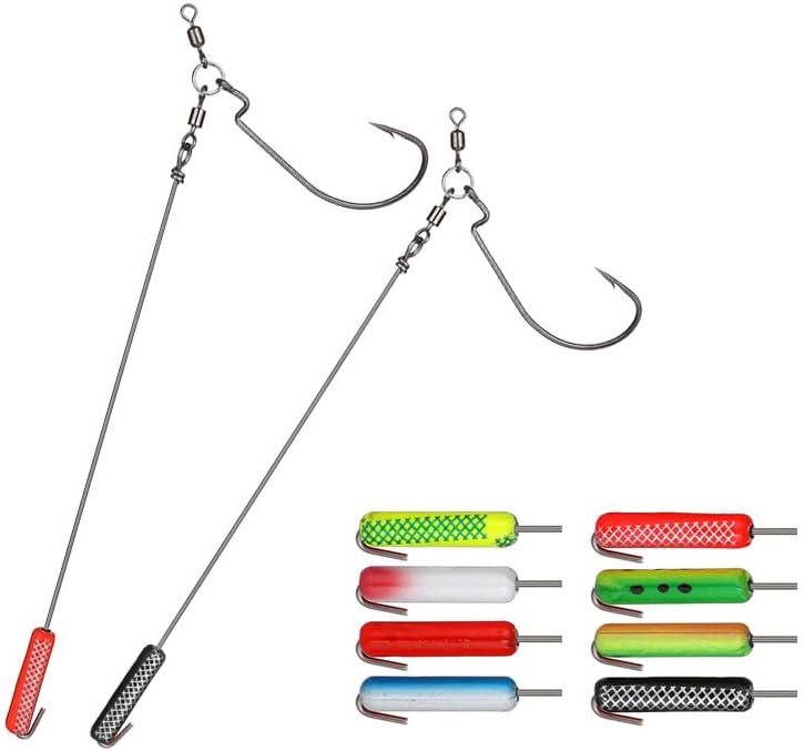 Pack of 5 Fishing Rig Drop Shot Rigs #4/0 Hook ungsten Weight Walleye