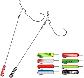 Pack of 5 Fishing Rig Drop Shot Rigs #4/0 Hook ungsten Weight Walleye