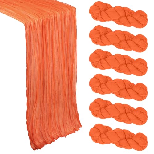 6 Pack Orange Cheesecloth Table Runner 10Ft Gauze Cheese Cloth Table Runner 35x120 Inch Boho Sheer Rustic Fabric for Party Decor Baby Shower Wedding Holiday Decorations by Heneger - Used condition - US$13.03