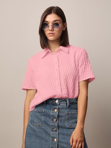 Image of Zilcon Women's Half Sleeve Button Down Women Shirts | Western Tops for Women Stylish | White Shirt for Woman