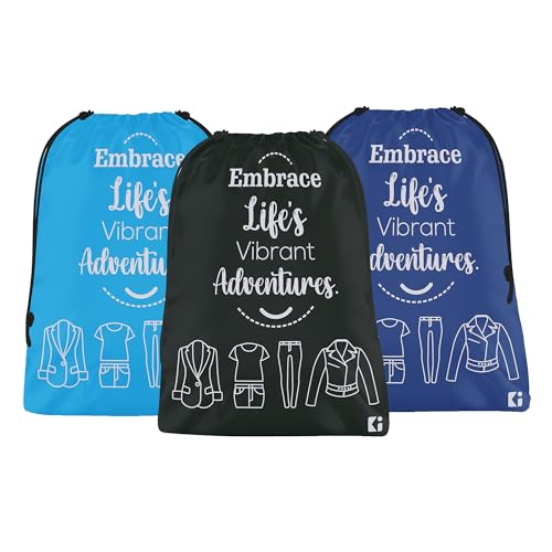 Image of Kuber Industries Pack of 3 Cloth Storage Bag | Storage Organizer | Carrying Bag | Garments Cover for Laundry | Storage Organizer for Clothing-Travel | Medium | Sky-Royal Blue & Black