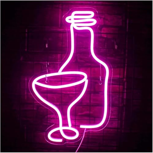 Lampe néon verre à vin décoration murale lumineuse LED chambre