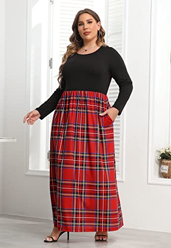 Image of Nemidor Women Plus Size Casual Maxi Dress Long Fall Pockets