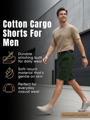 Image of GRECIILOOKS Men'S Cotton Cargo Shorts, Lightweight Half Pant Elastic Waist Casual Summer Shorts with Pockets