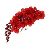 Eine feine handgemachte Haarspange mit lieben Blumen, Strass Blätter, glänzend schwimmende Perlen und Perlen.