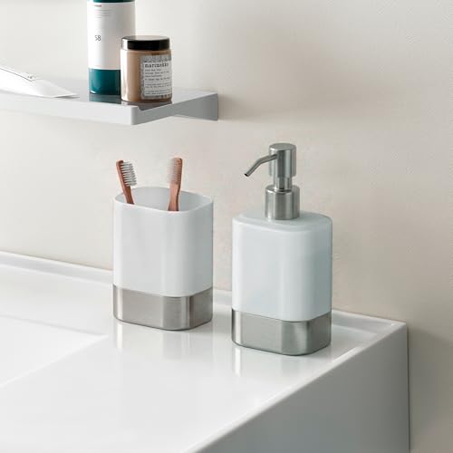 Lenz® SOULUTION Universalhalter in Nickel – Stablier Stand durch Anti-Rutsch-Pad – Aufbewahrung für Kleinteile – Ergänzung für Seifenspender und Zahnputzbecher – Einfache Reinigung – 3518422
