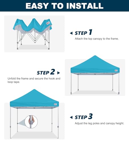Image of MASTERCANOPY 10x10 Heavy Duty Pop Up Canopy Tent with Roller Bag,Sky Blue