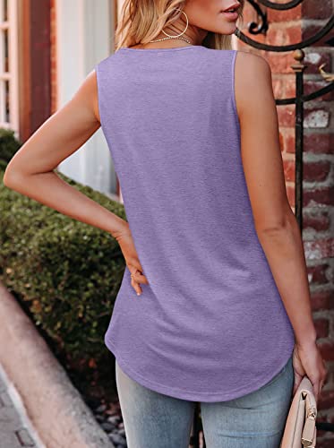 Bette Boutik Casual Square Neck Summer Clothes Trendy Summer Tank Tops For Women Purple Tank Light Purple Large #TOP4