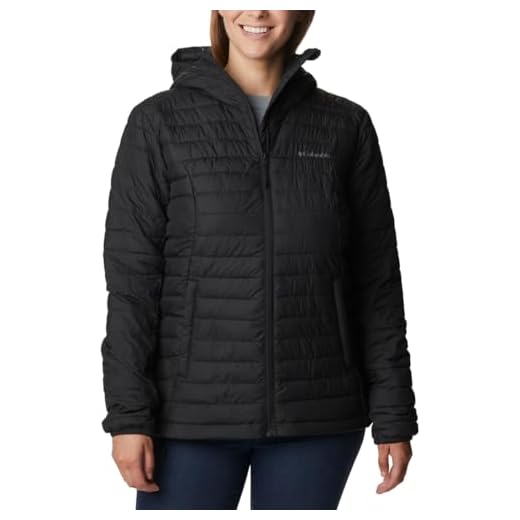 Columbia Silver Falls Hooded Jacket, Chaqueta Acolchada Con Capucha para Mujer, Black, Talla M