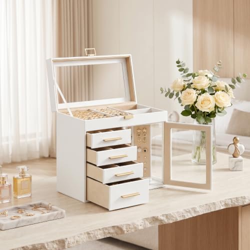 HOOBRO Jewelry Box with 360° Rotating Turntable, 5-Tier Jewelry Organizer - 4