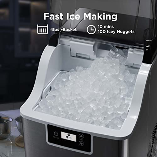 Silonn Countertop Nugget Ice Maker, Pebble Ice Maker Machine, 44Lbs Of Ice Per Day, Automatic Timer & Self-Cleaning, Pellet Ice Maker For Home Office Bar Party #TOP1