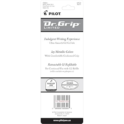 PILOT Dr. Grip Limited Refillable & Retractable Gel Pen, Fine Point, Black Ink, Single Pen - Ideal for School, Journaling & Office Writing