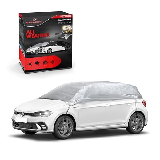 WALSER Auto Abdeckplane All Weather – wasserdichte Halbgarage Outdoor, wetterfeste PKW Abdeckung, Schutz vor Regen, Schnee & UV, Größe 1, Silber