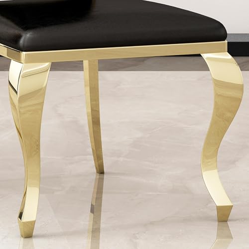 Classic-Pu-Leather-Dining-Chairs-2-pc-Design-Banquet-Black-French-Country-Mid-Century-Modern-Contemporary-Gold-Finish-Lacquer-Metal-Water-Resistant Classic Pu Leather Dining Chairs 2 pc Design Banquet Black French Country Mid Century Modern Contemporary Gold Finish Lacquer Metal Water Resistant