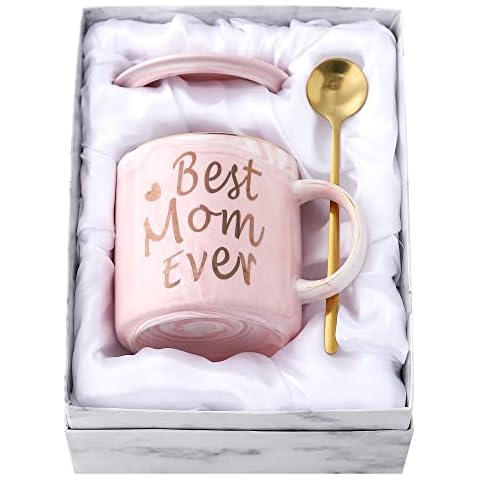 Ynsfree Mother's Day Coffee Mug-Best Mom Ever-Mother's Day gifts from Daughter, Son, Kids - Novelty Birthday Gift for Parents - Fun Cup for mom Cover