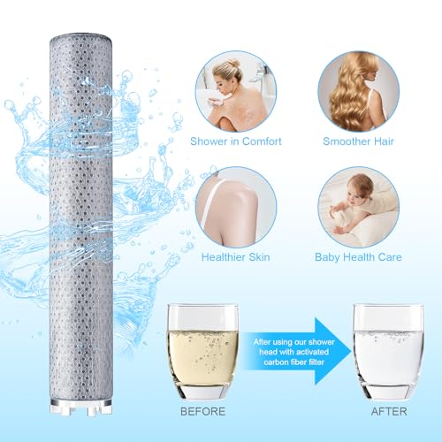 Wothfav Duschkopf Ersatz-Filter, Filter für Duschköpfe, ACF Kohlefaser-Filtration, Duschkopf Filter, Duschfilter für Hartes Wasser, Rest-Chlor, Bakterien, Schwermetall (3 Stück)