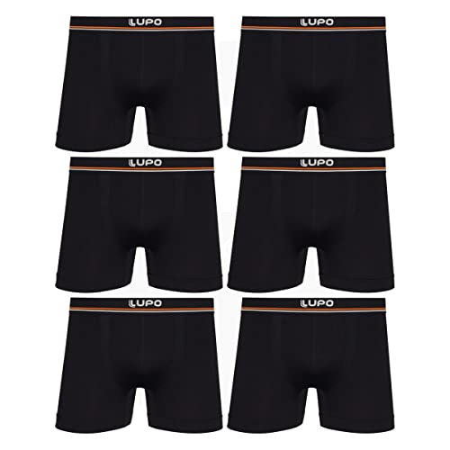 Kit 06 Cuecas Boxer Lupo Microfibra Sem Costura | 6 Pretas 9960 | G | 00436-0031509960_06UN