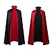 55" Stand Collar Reversible Cloak Masquerade Cape Costume, Black and Red