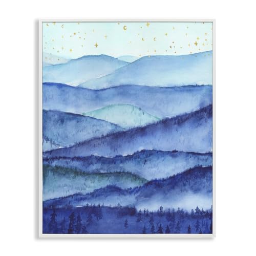 Blue Mountains and Trees Landscape, 16 x 20 Inch Framed Giclée Print