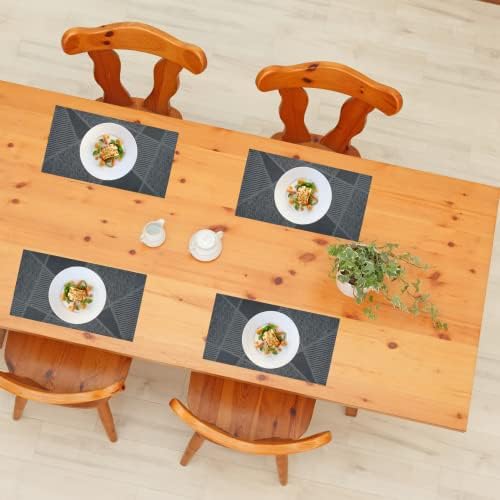 SAIMOS Table Mats Set of 6 - Washable Heat Resistant Woven Place Mats - Non Slip Kitchen Table Placemats - Durable Grey Table Mat for Home and Dining Table - (45 x 30cm)