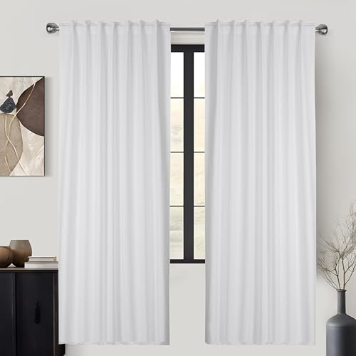 Ramanta Home White Cotton Light Filtering Curtains 50x84 Inches -