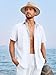 Runcati Mens Linen Cuban Guayabera Shirts Button Down Short Sleeve Shirt Cotton Hippie Summer Beach Vacation Shirts White