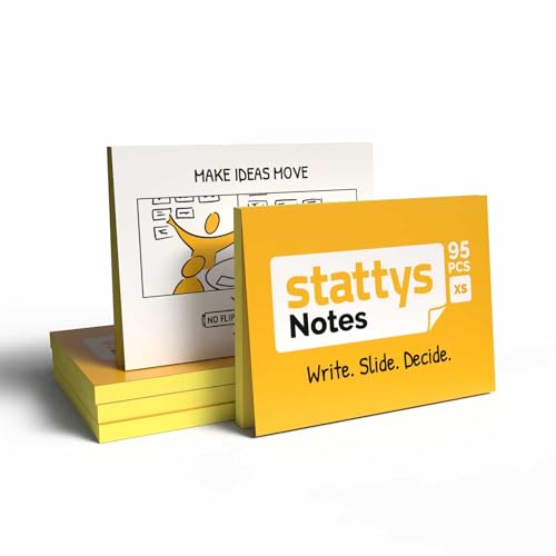 Stattys Notes XS - 10 Blocks Electrostatic Sticky Notes (5 × 3.7 cm) | Super Sticky "Magic Note Pad" for Small Ideas | Reusable & Glue-Free on Glass, Whiteboard, Table | Sticky Notes Small