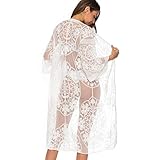 TISDEN Women's Lace Cardigan Floral Crochet Sheer Beach Cover Ups Long Kimono Bikini Bathing Suit