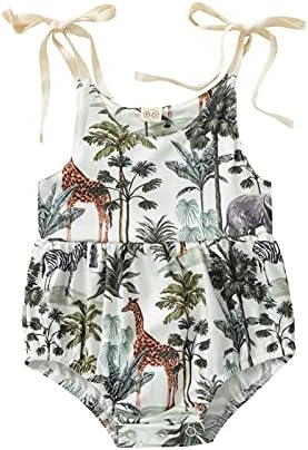 Fanvereka Newborn Baby Boy Girl Romper Sleeveless Jumpsuit Summer Solid Color Bodysuit One Piece Outfits Clothes(White Forest, 6-12 Months)
