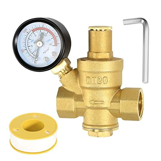 Druckminderer Wasser 3/4 zoll DN20 mit Manometer, Hergestellt aus 100% Hohe Härte Messing, Einstellbar Druckminderer für Wasser überdruckventil Wasser Druckminderer, Wasserdruckminderer Boiler