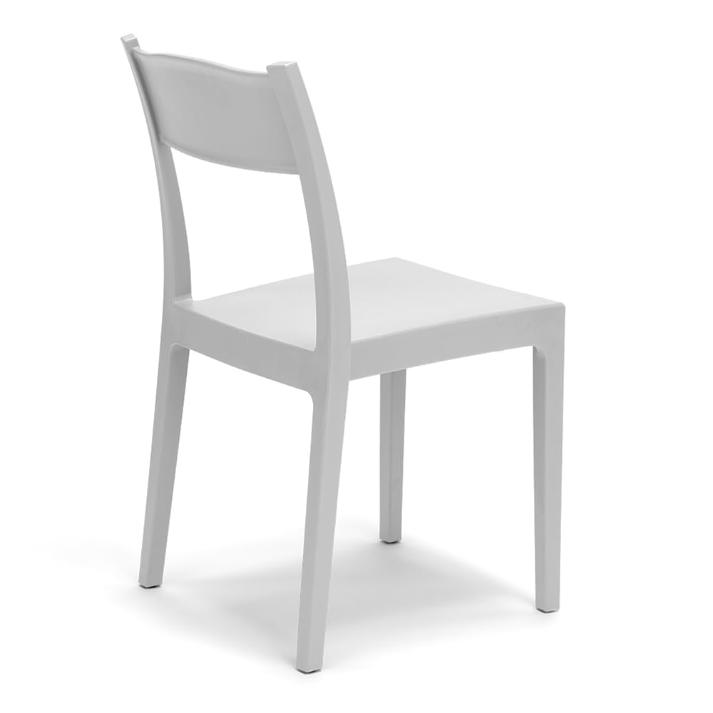 REDÒKASA Set 4 sedie in polipropilene VESTA, impilabile, resistente ai raggi UV, design moderno, ideale per sala da pranzo, cucina, sala d’attesa, bar, ristoranti o giardino (Bianco, 4)