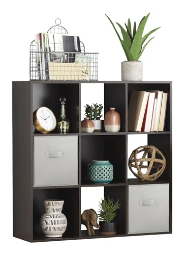 Whitmor 9 Cube Storage Organizer, 3 Tier Stackable Mdf Wood Bookcase, Open Storage Display...
