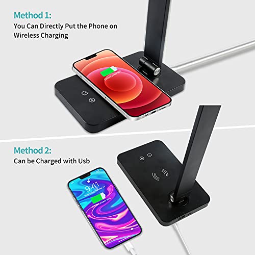 Desk-Lamp-with-Wireless-Charger-USB-Charging-Port-3-Brightness-Level-5-Color-Modes-Eye-Caring-Dimmable-for-Work-Study-Table-Lamp-Touch-ControlDesk-Lamps-for-Home-OfficeBlack