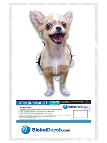 Winston & Bear 3D Dog Stickers - 2 Pack - Excited Chihuahua For Wall, Fridge, Toilet And More - Retail Packaged Excited Chihuahua Dog Stickers #TOP5
