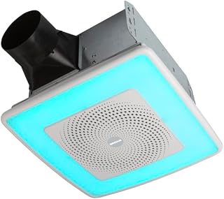 Broan-NuTone ChromaComfort SPK110RGBL Bathroom Exhaust Fan: 110 CFM, Bluetooth Speaker, 24-Color LED Light, Ultra-Quiet 1.5 Sones