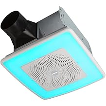 Broan-NuTone ChromaComfort Bathroom Exhaust Fan with Bluetooth Speaker, Powerful 110CFM/1.5 Sones, 24-color LED Light, SPK110RGBL, Wall Switch