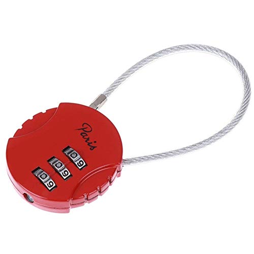 ZAOPP 3 Llamar Número Contraseña Combinación del Candado De La Maleta De Equipaje Metal Código De Bloqueo con Llave Codificada Mini Antirrobo Locks 3.7 * 9cm (Color : Red) Cover
