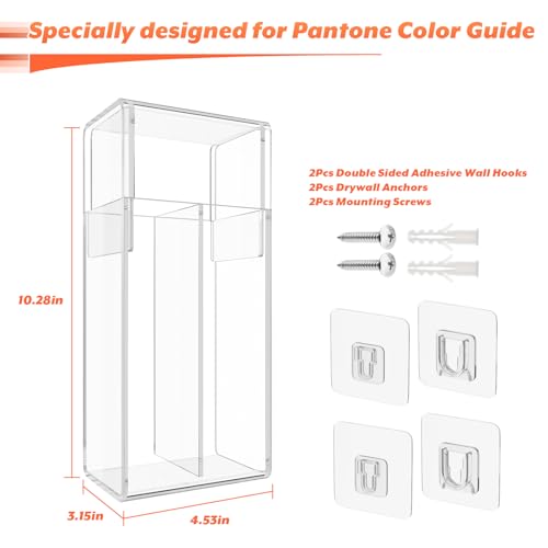 Image of Homakover Acrylic Pantone Color Guide Organizer Box, Modern Clear Storage Caddy with Dust & Waterproof Lid, 10.28 inchL x 4.53 inchW x 3.15 inchH