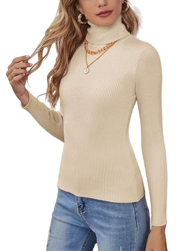 Image of Turtleneck Sweaters for Women Ribbed Long Sleeve Pullover Sweater