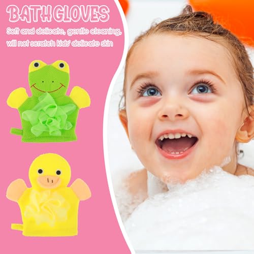 Kids Bath Gloves, 4/2pcs Shower Gloves Loofah for Kids Exfoliating BathGlove Body Scrub Glove Exfoliating Scrubber BallEasy to Lather Lovely Animal Colorful Design (4) - Image 6