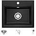 Produktbild Spülbecken Schwarz 51 x 43,5 cm, Granitspüle + Siphon Klassisch, Küchenspüle ab 50er Unterschrank in 5 Farben mit Siphon und Antibakterielle Varianten, Einbauspüle von Primagran