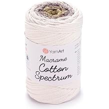 YarnArt Macrame Cotton Spectrum 80% Cotton Multicolor Cord 8.8 oz 250g, 246 yds 225m Colorful Rope for Knots, Weaving, DIY Crafts Worsted Weight Aran 4 1301