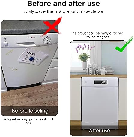 Coomazy Dishwasher Magnet Clean Dirty Sign, Easy to Read Non-Scratch Magnetic Indicator Sign with 2 Double-Sided Stickers, Strong Magnets, Universal Kitchen Dishwasher Refrigerator Magnet Sign