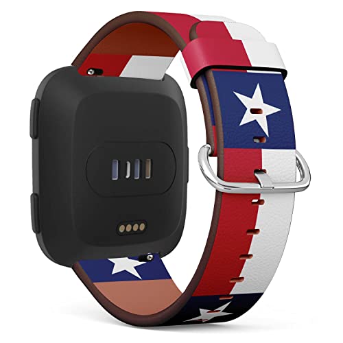 Compatible with Fitbit Versa 2 / Versa/Versa Lite/Versa SE Patterned Leather Replacement Band (State Flag Of Texas)