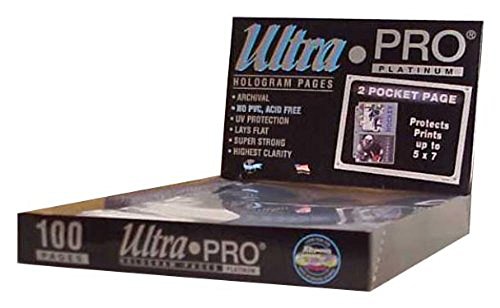 Ultra PRO - 2-Pocket 5''x7'' Platinum Series Pocket Pages 100ct - Perfect for Protecting and Storing Photos and Cards, Great for Sports Memorabilia Photos, Post Cards, and Large Collectible Cards