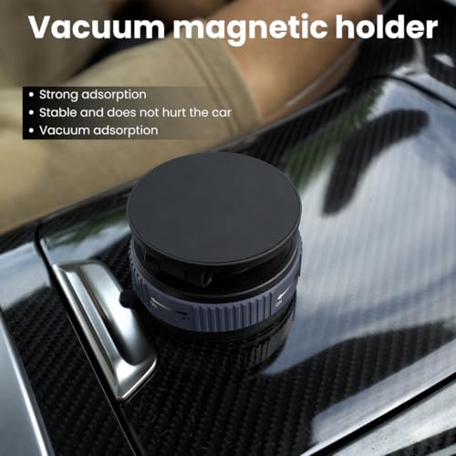 Image of RIGGEAR Vacuum Suction Magnetic Phone Mount, 360 Rotating Foldable Mobile Holder for Car, Office Desk, Mirror, Kitchen & Gym Use (AstroNexus Black Grey)