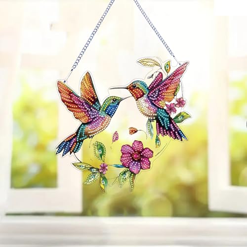 STGLCR Hummingbird Diamond Art Suncatcher,DIY Special Shape Hanging Diamond Gem Art,Window Pendant Ornament Suitable for Sparkling Garden, Window Wall Decoration Painting 7.8INCH by STGLCR - Image 8