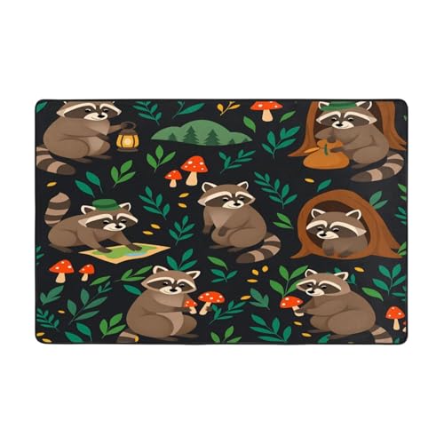 Tapete Raccoon Camping 72 x 48 pulgadas antideslizante miniatura 3